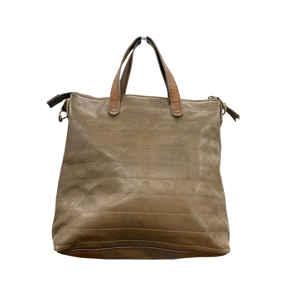 Madewell Quilted Mini Transport Tote Bag Women Brown Zip Rugged Leather B6840